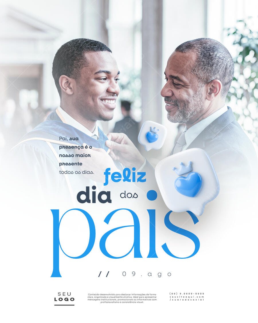 Post Dia dos Pais Agosto PSD Editável