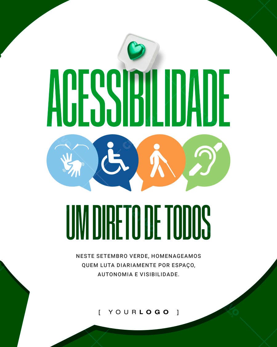 Post Instagram Acessibilidade Setembro Verde PSD Editável