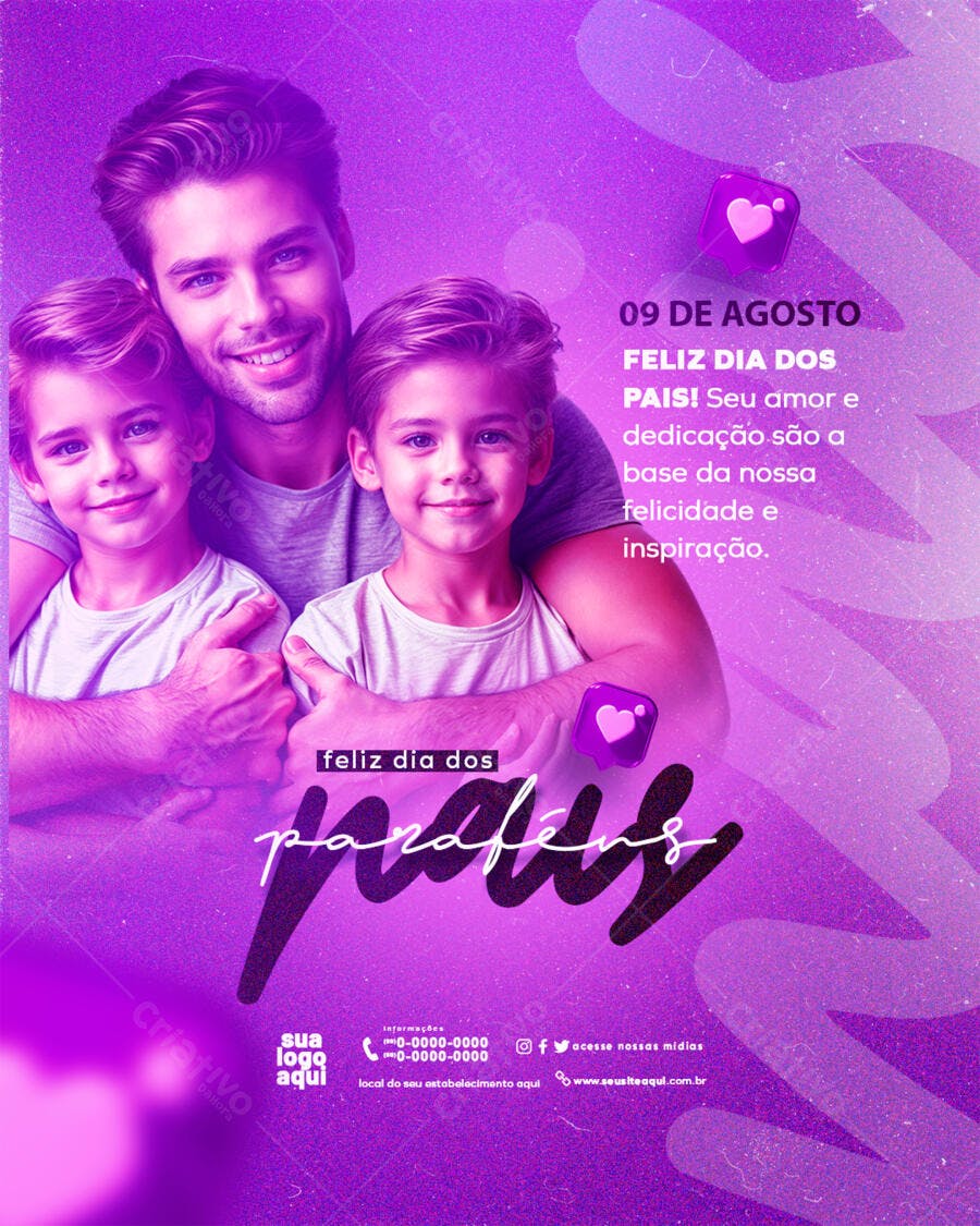 Post Instagram Dia dos Pais Agosto PSD Editável