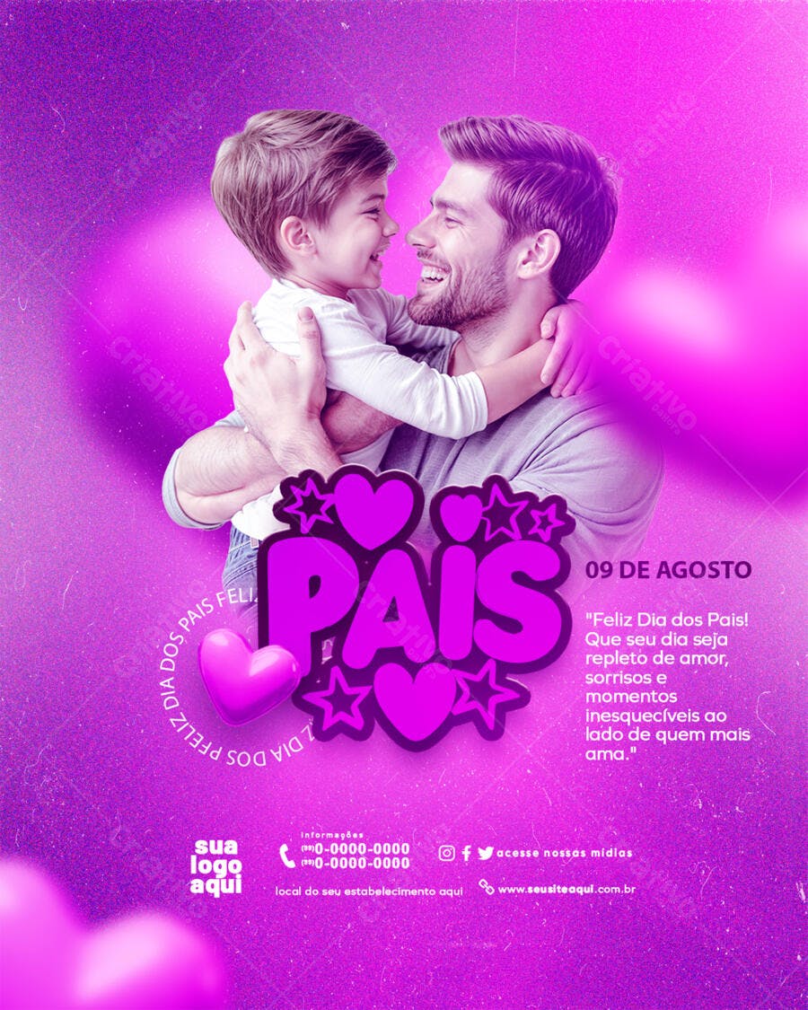 Post Instagram Dia dos Pais Agosto PSD Editável