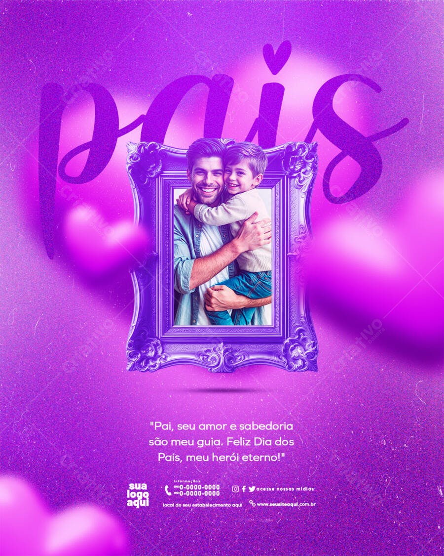 Post Instagram Dia dos Pais Agosto PSD Editável