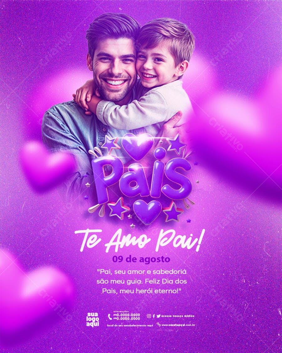 Post Instagram Dia dos Pais Agosto PSD Editável