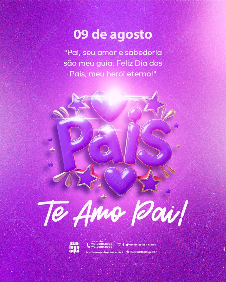 Post Instagram Dia dos Pais Agosto PSD Editável