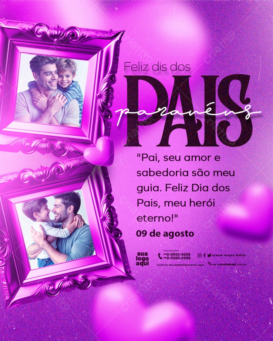 Post Instagram Dia dos Pais Agosto PSD Editável