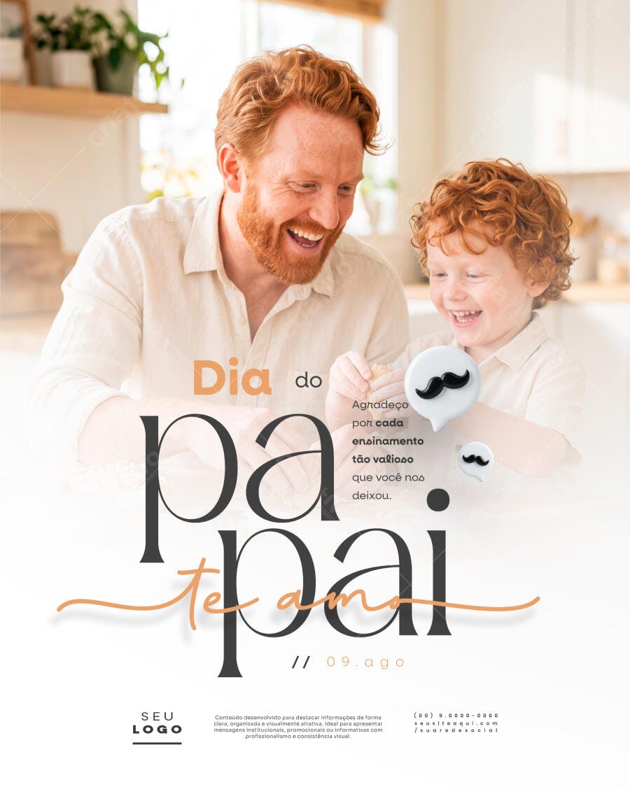Post Instagram Dia dos Pais Agosto PSD Editável