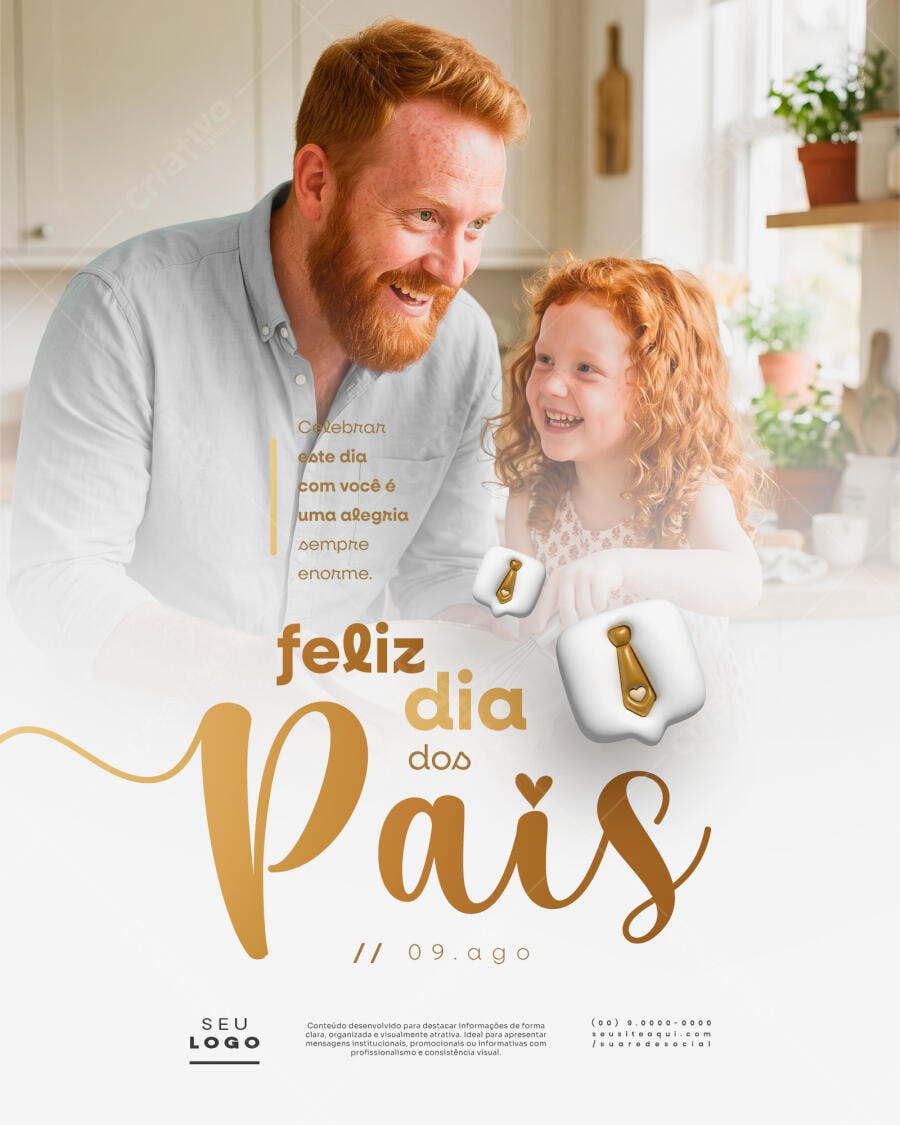 Post Instagram Dia dos Pais Agosto PSD Editável