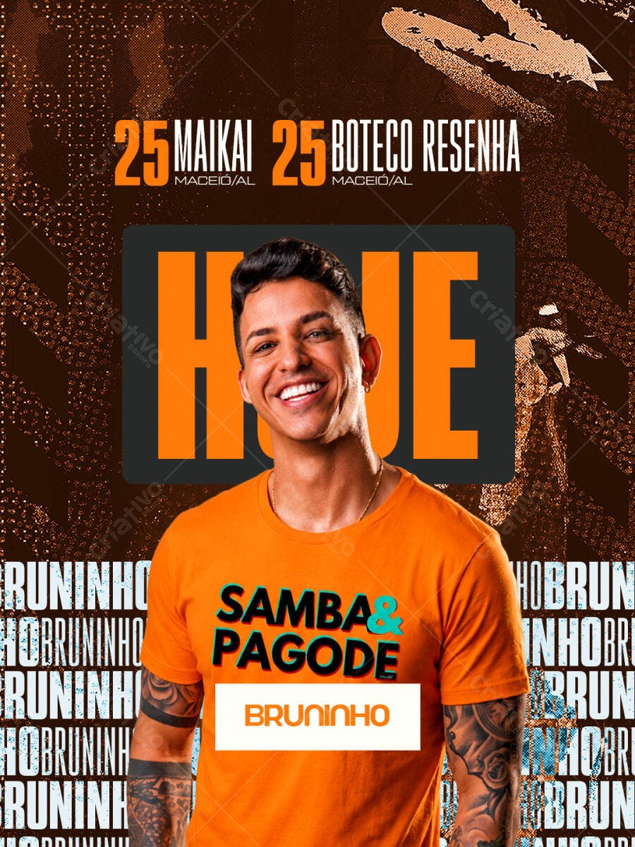 Post Instagram Samba Pagode Bruninho PSD Editável