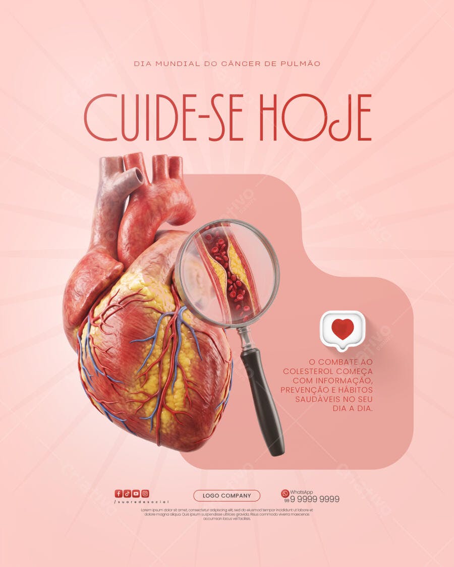Post Instagram Saúde Câncer de Pulmão PSD Editável