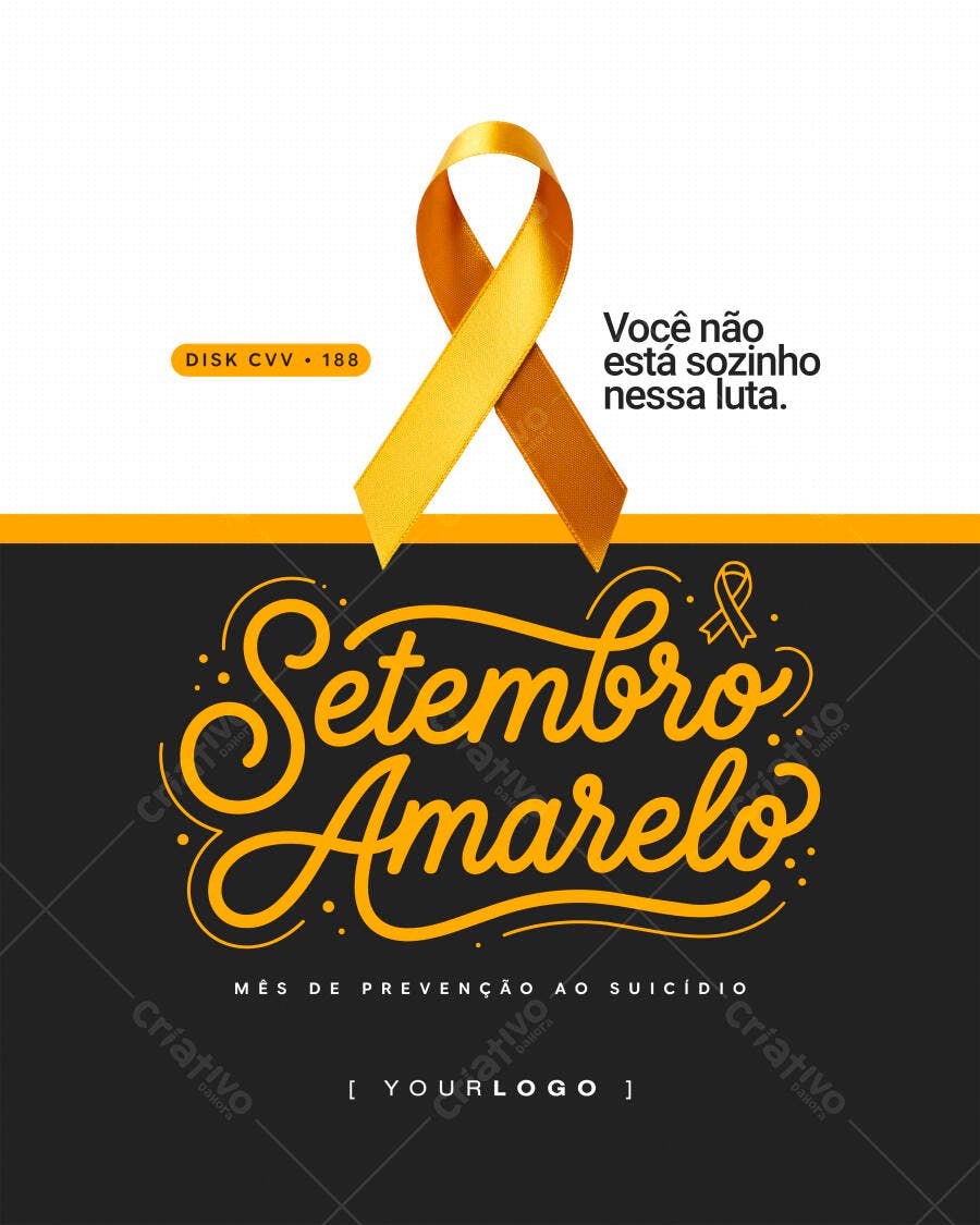 Post Instagram Setembro Amarelo Prevenção Suicídio PSD Editável