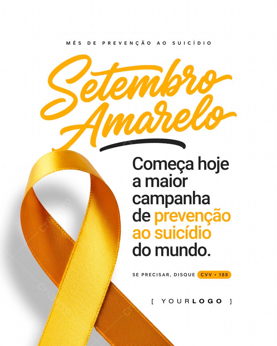 Post Instagram Setembro Amarelo Prevenção Suicídio PSD Editável