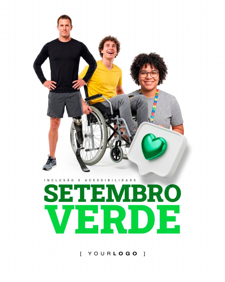 Post Instagram Setembro Verde Inclusão PSD Editável