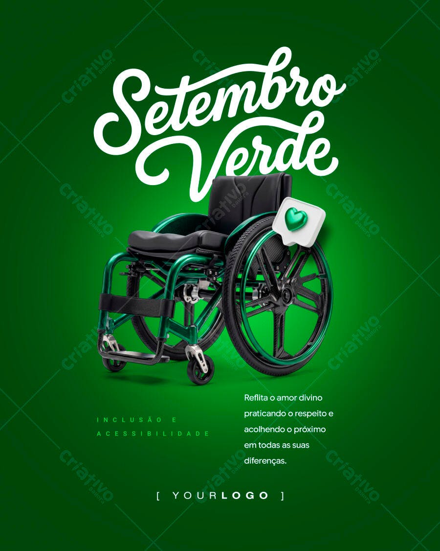 Post Instagram Setembro Verde Inclusão PSD Editável