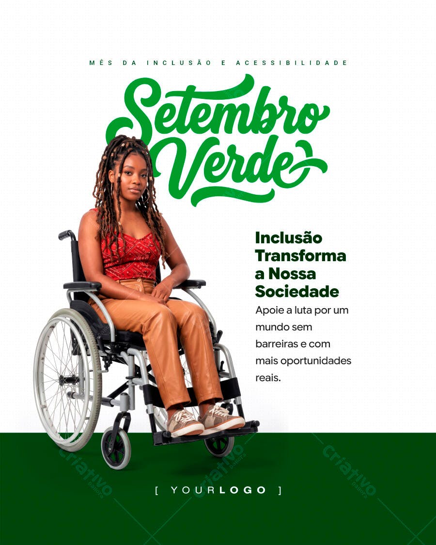Post Instagram Setembro Verde Inclusão Social PSD Editável