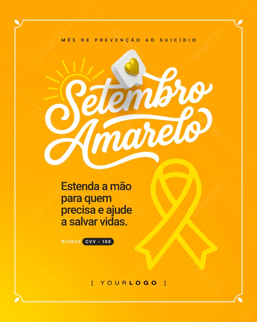 Post Setembro Amarelo Prevenção Suicídio PSD Editável