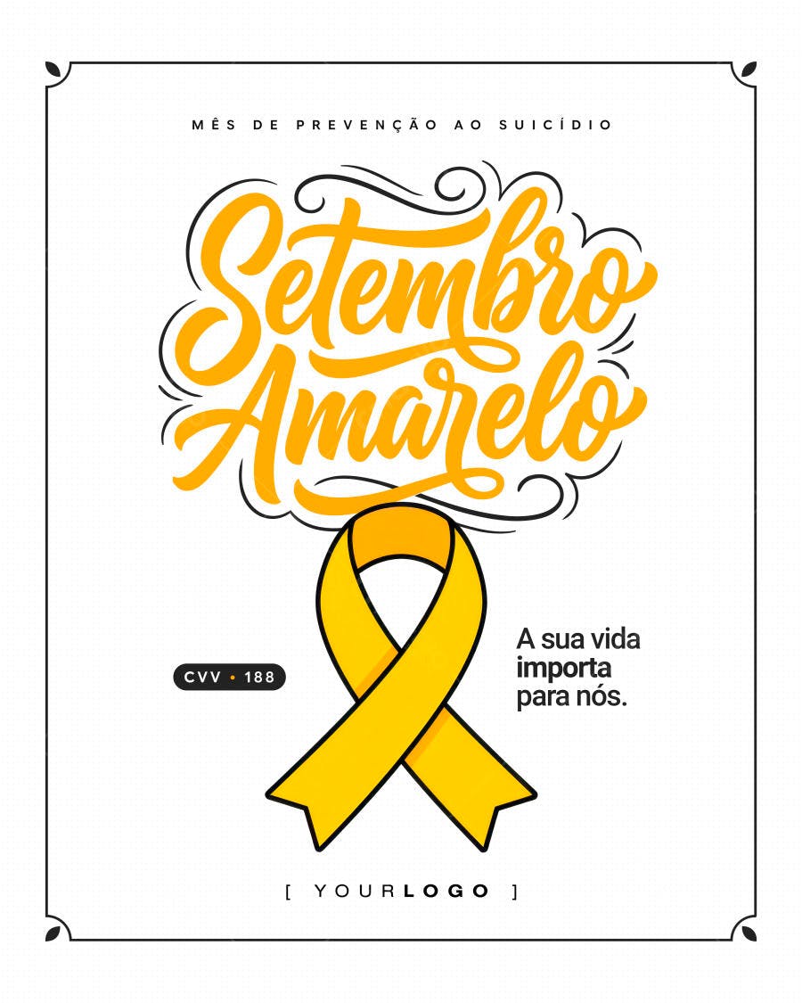 Post Setembro Amarelo Prevenção Suicídio PSD Editável