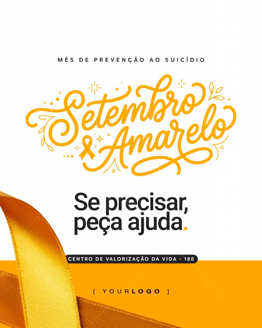 Post Setembro Amarelo Prevenção Suicídio PSD Editável