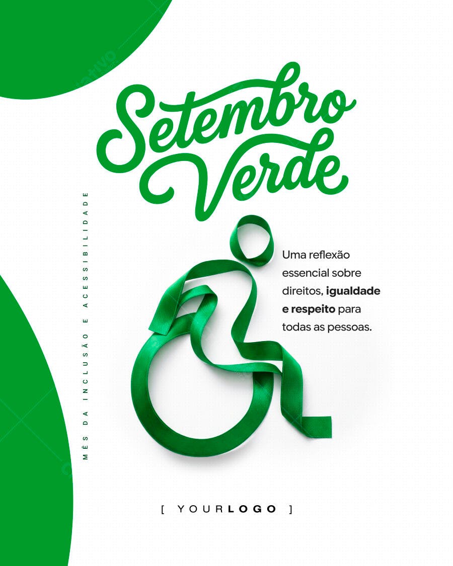 Post Setembro Verde Inclusão e Acessibilidade PSD Editável