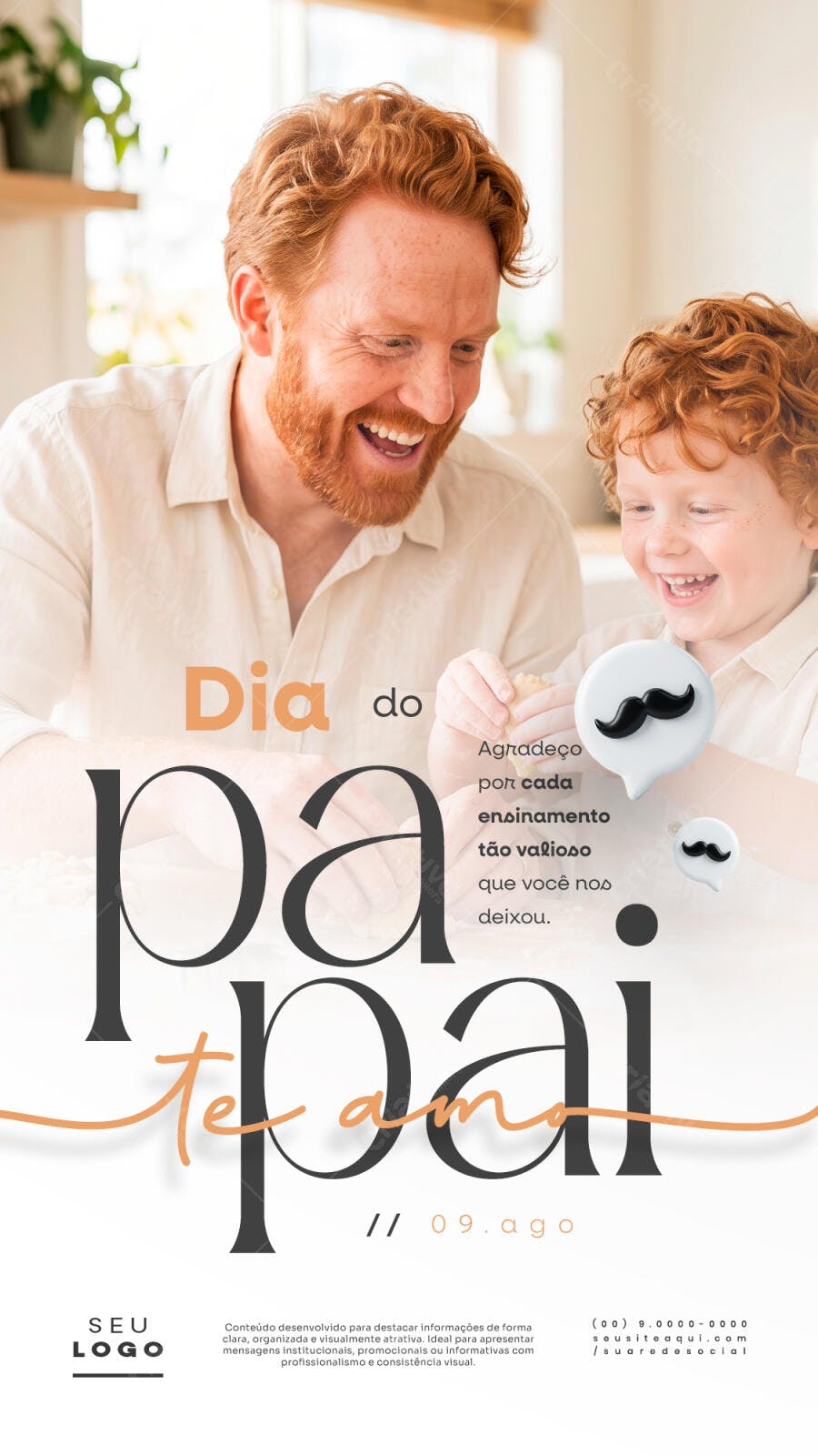 Story Dia dos Pais Agosto Minimalista PSD Editável