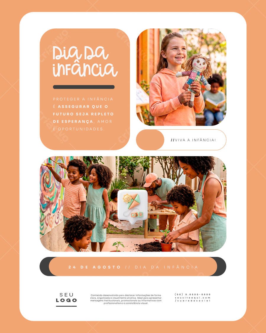 Flyer Dia da Infância 26 de Agosto PSD Editável