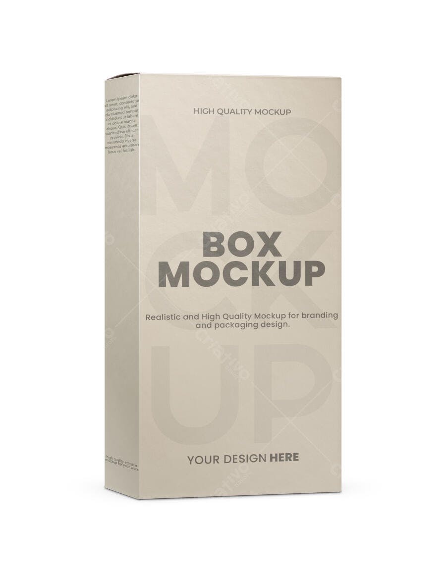 Mockup Caixa Produto Retangular Fundo Branco Editável