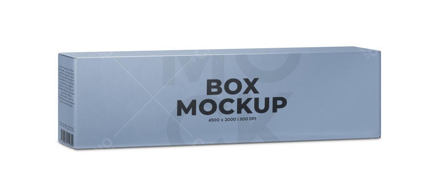 Mockup Caixa Retangular Longa Fundo Branco Editável