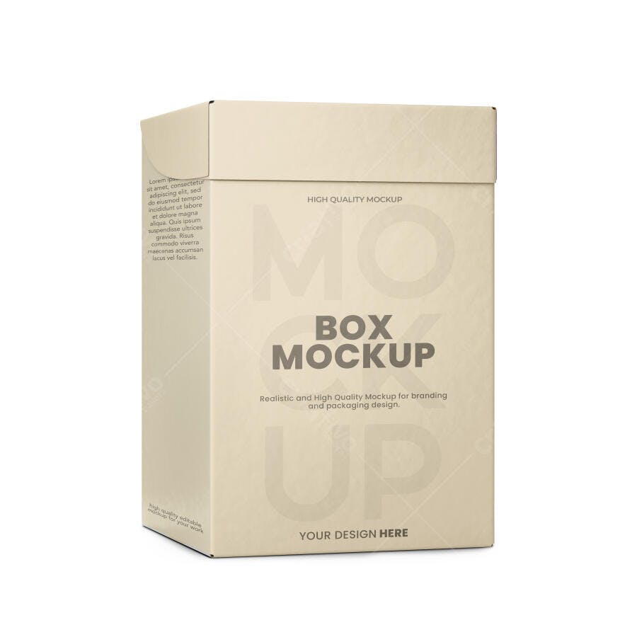 Mockup Realista Caixa Papelão Fundo Branco Editável