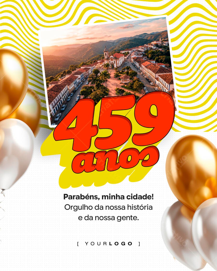 Post Aniversário Cidade 459 Anos PSD Editável