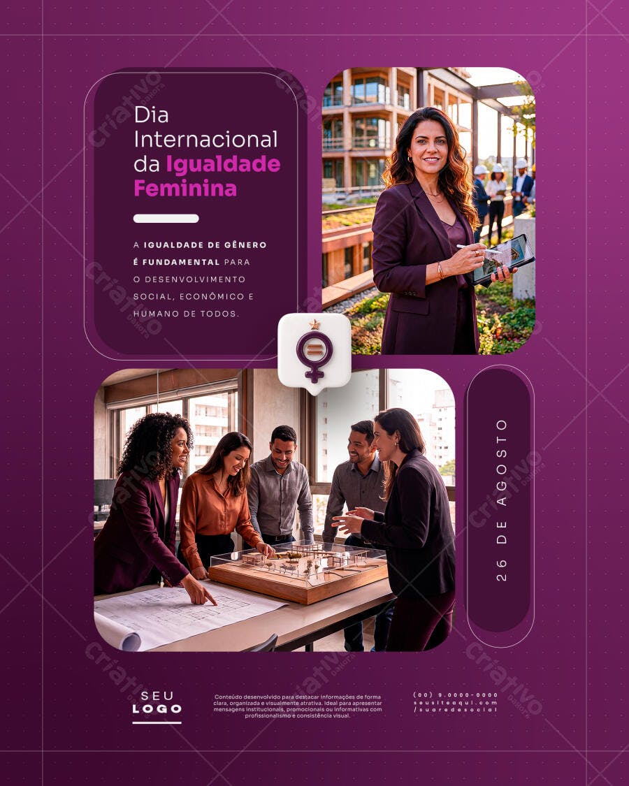 Post Dia Internacional da Igualdade Feminina PSD Editável