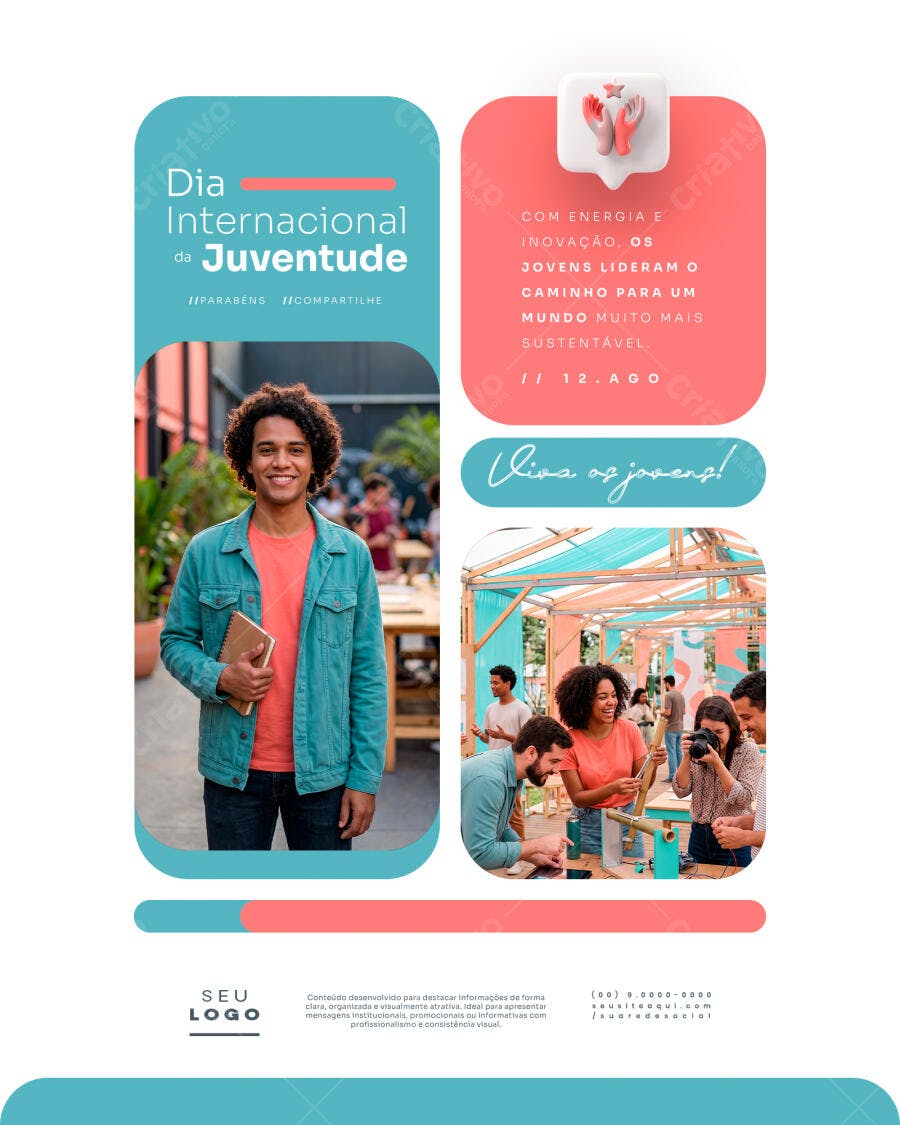 Post Dia Internacional da Juventude Agosto PSD Editável