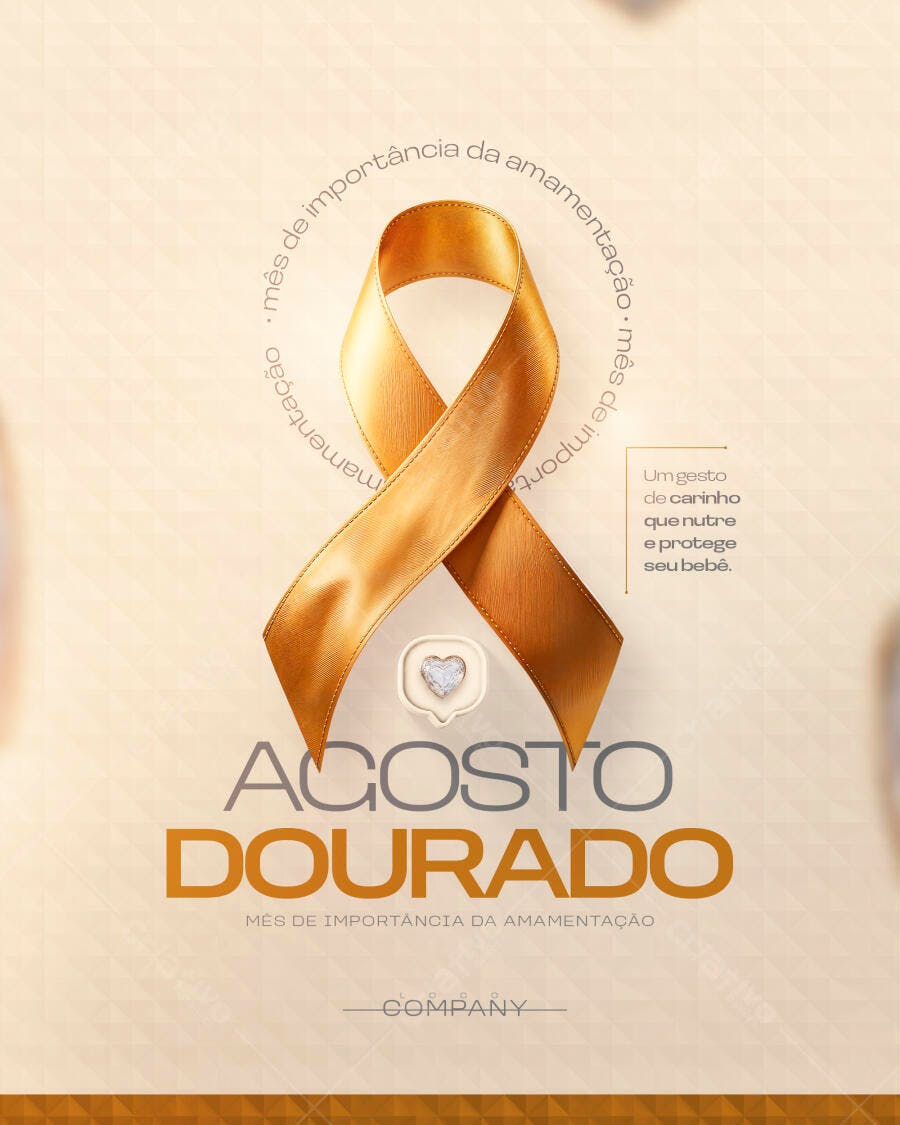 Post Instagram Agosto Dourado Amamentação PSD Editável