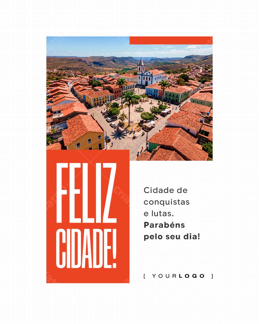 Post Instagram Aniversário Cidade Feliz Cidade PSD Editável