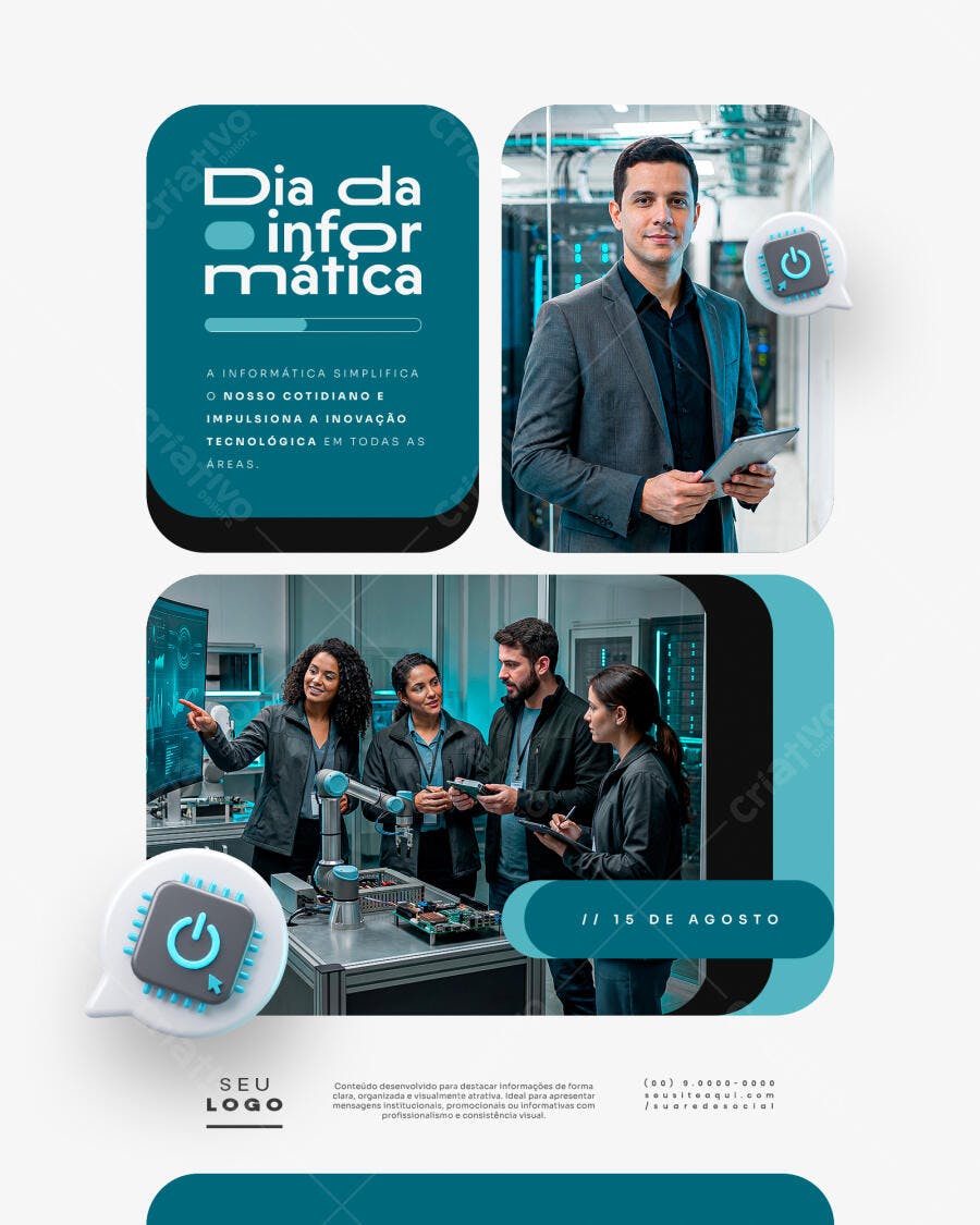 Post Instagram Dia da Informática 15 de Agosto PSD Editável