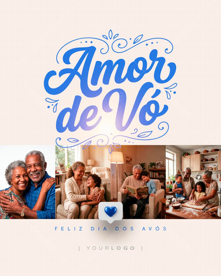Post Instagram Dia dos Avós Amor de Vó PSD Editável