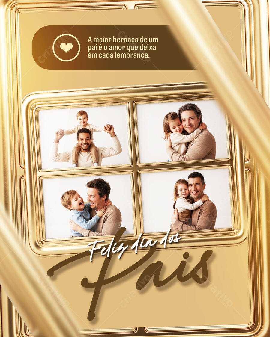 Post Instagram Dia dos Pais Agosto Dourado PSD Editável