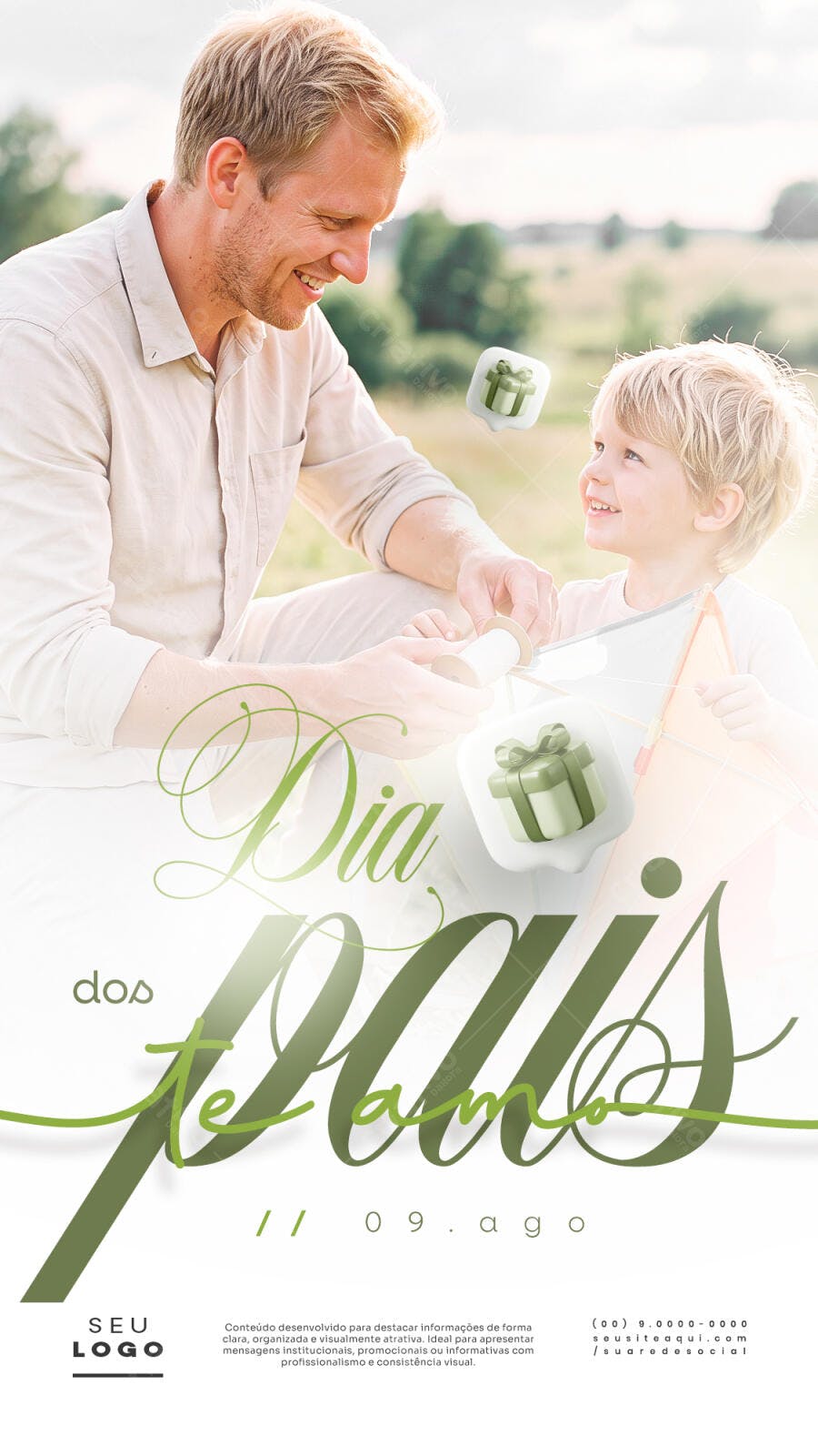 Post Instagram Dia dos Pais Agosto PSD Editável