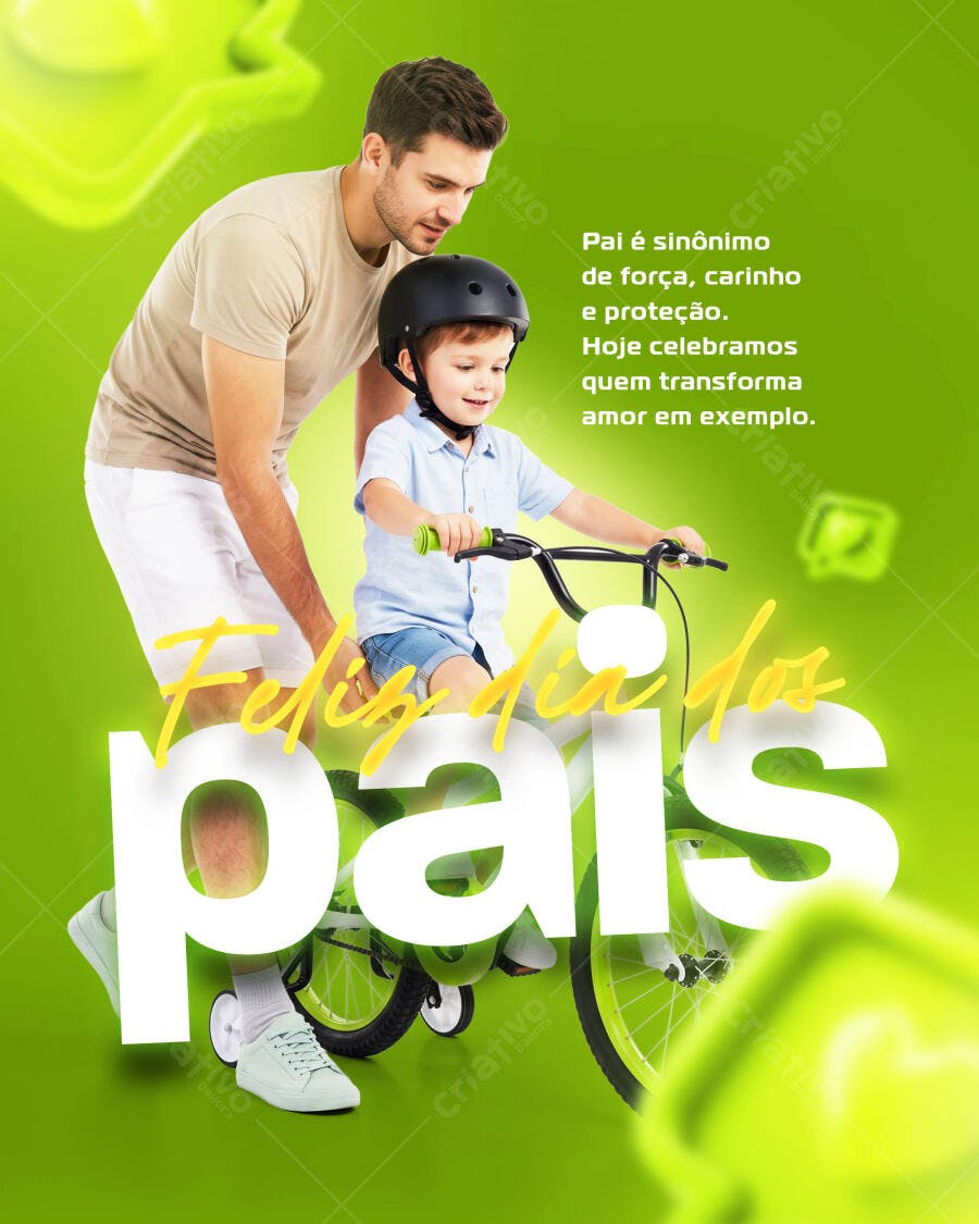 Post Instagram Dia dos Pais Família Verde PSD Editável