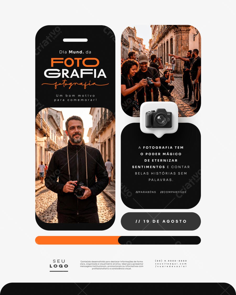 Post Instagram Dia Mundial da Fotografia PSD Editável