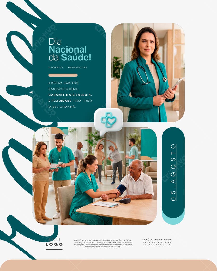 Post Instagram Dia Nacional da Saúde 5 de Agosto PSD Editável