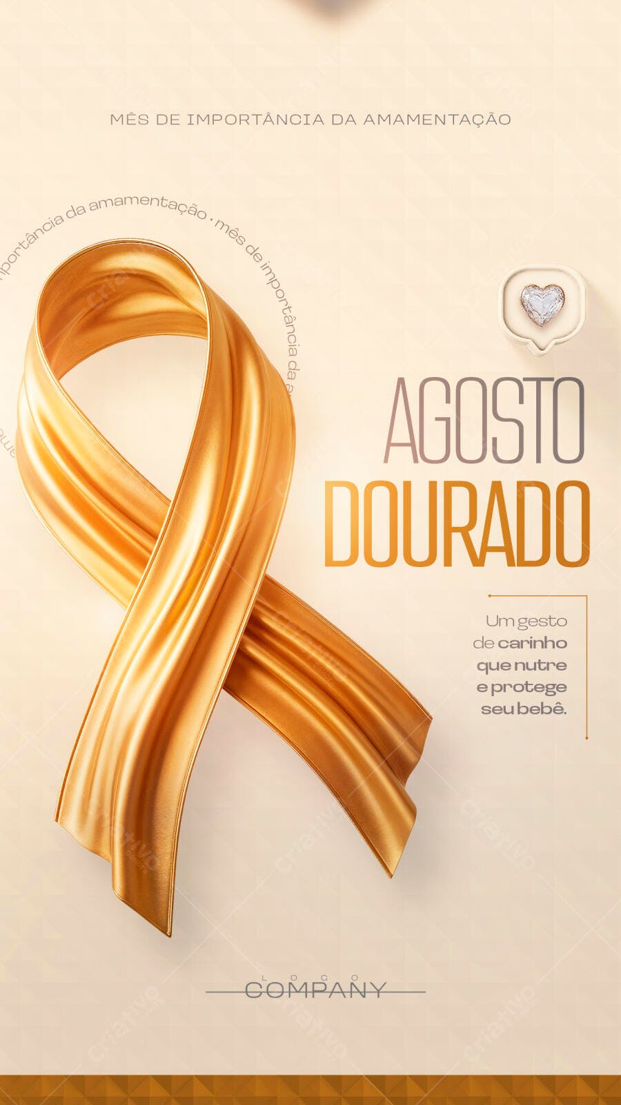Story Instagram Agosto Dourado Amamentação PSD Editável