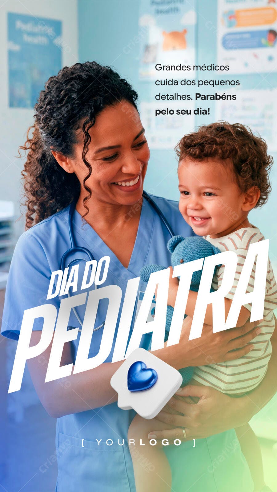 Story Instagram Dia do Pediatra Clínica Médica PSD Editável