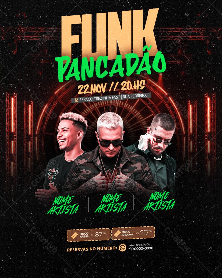 Flyer Funk Pancadão Festa Balada Novembro PSD Editável