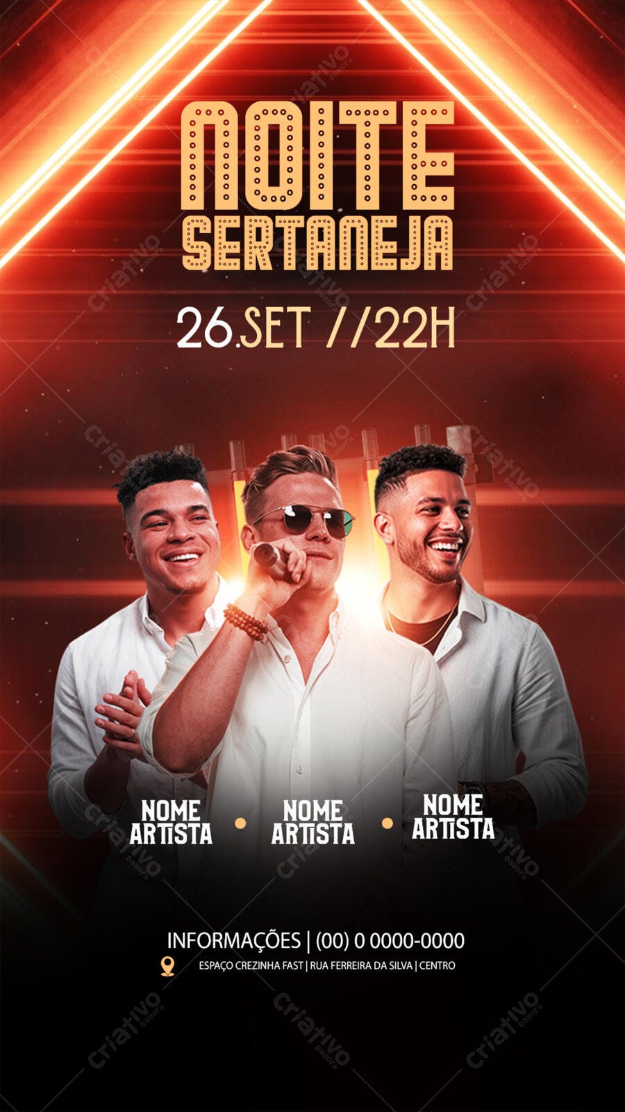 Flyer Noite Sertaneja Evento Balada PSD Editável
