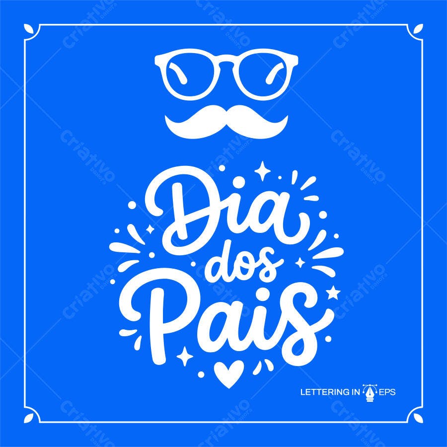 Ilustração Vetorial Dia dos Pais Bigode Óculos Minimalista