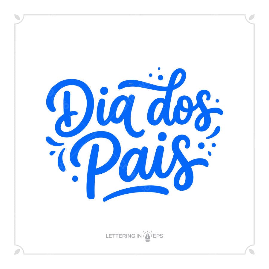 Ilustração Vetorial Lettering Dia dos Pais Azul Script