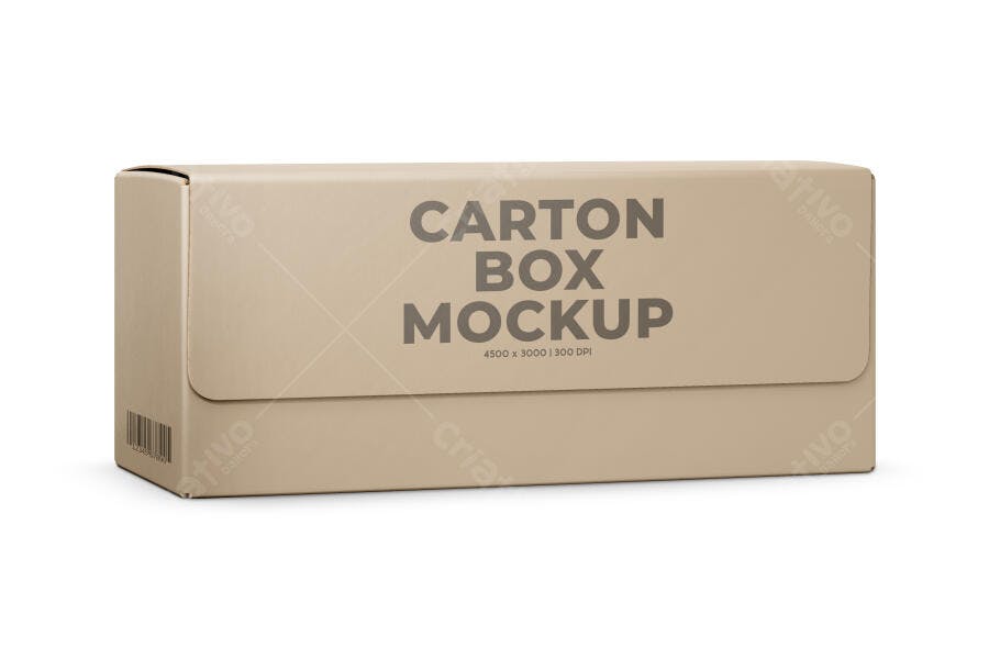 Mockup Caixa Retangular Kraft Fundo Branco Editável