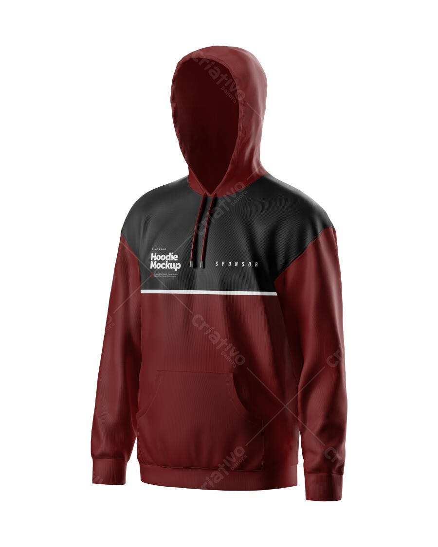 Mockup Hoodie Moletom Masculino 3/4 Fundo Branco Editável