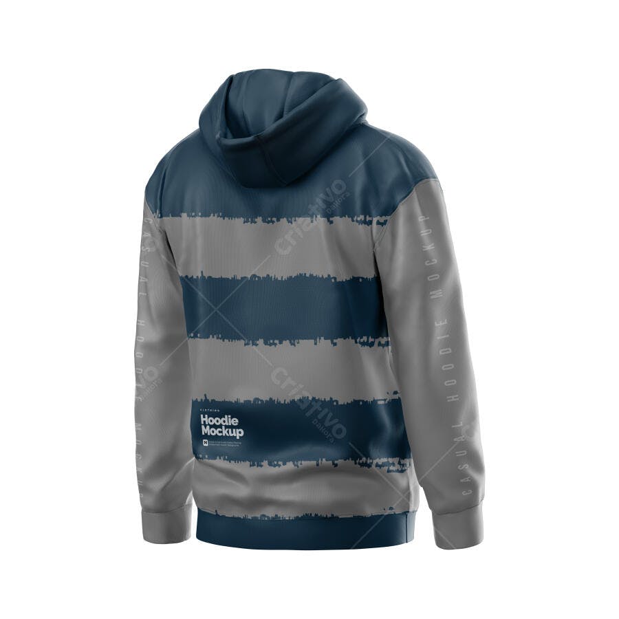 Mockup Hoodie Moletom Masculino Costas 3/4 Fundo Branco Editável