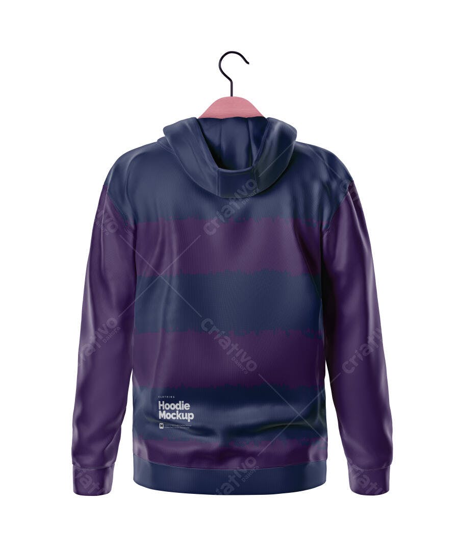 Mockup Hoodie Moletom Masculino Feminino Costas Fundo Branco Editável
