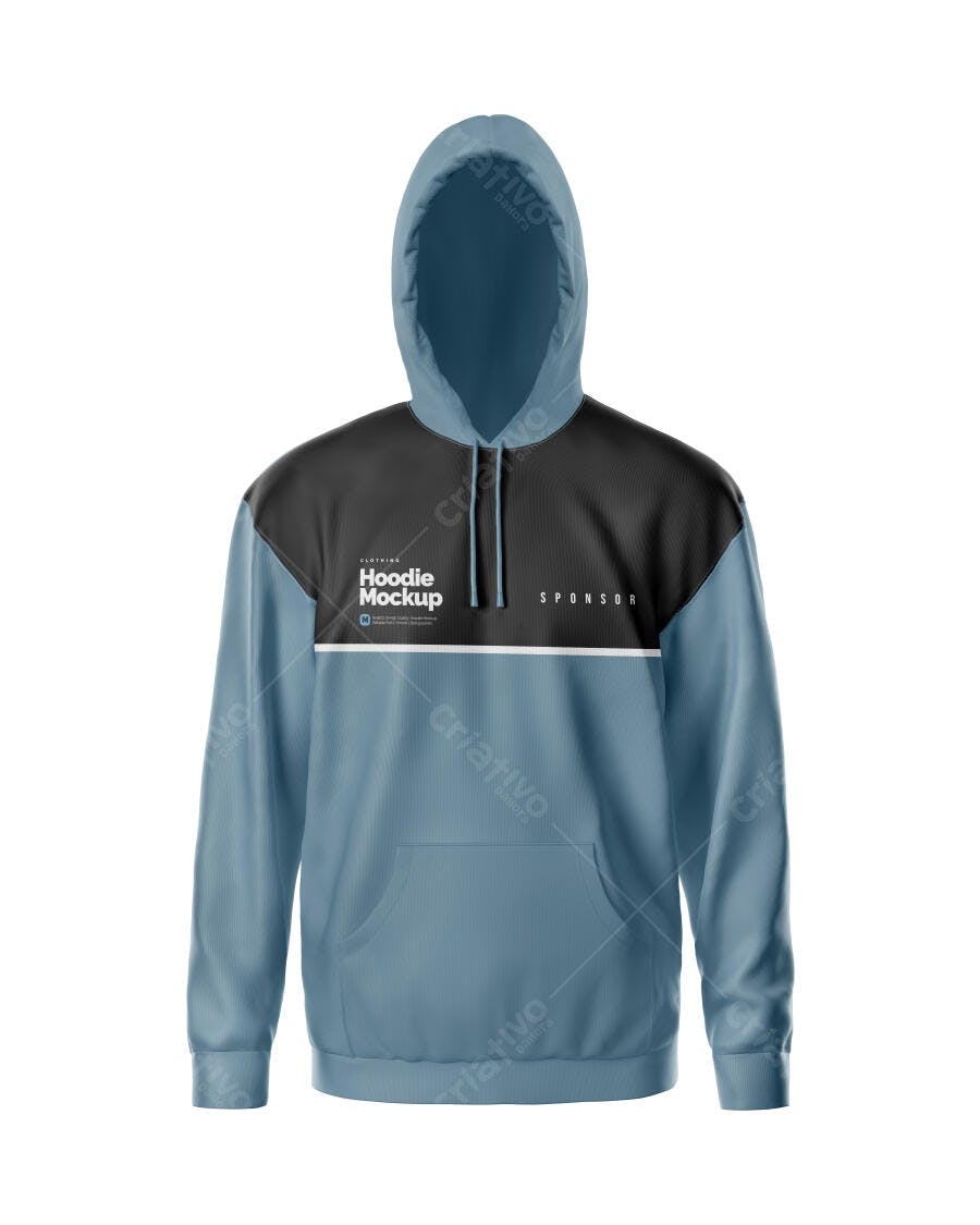 Mockup Hoodie Moletom Masculino Frente Fundo Branco Editável