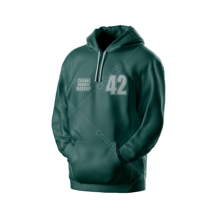 Mockup Moletom Hoodie Verde Escuro Frontal Editável